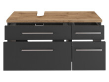 Waschbeckenunterschrank >Davos V< in Alufarben aus MDF - 90x41x47cm (BxHxT)