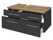 Waschbeckenunterschrank >Davos V< in Alufarben aus MDF - 90x41x47cm (BxHxT)