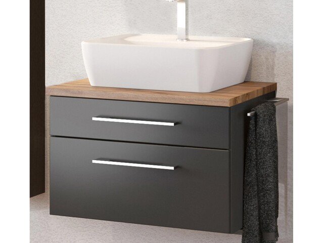 Waschtisch-Set >Davos I< in Alufarben aus Keramik - 60x14x42cm (BxHxT)