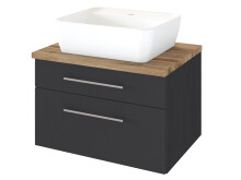Waschtisch-Set >Davos I< in Alufarben aus Keramik - 60x14x42cm (BxHxT)