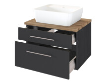 Waschtisch-Set >Davos I< in Alufarben aus Keramik - 60x14x42cm (BxHxT)