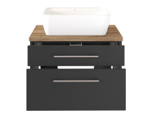 Waschtisch-Set >Davos I< in Alufarben aus Keramik - 60x14x42cm (BxHxT)