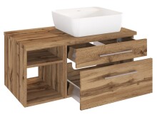 Waschtisch-Set >Davos II< in Alufarben aus Keramik - 90x14x42cm (BxHxT)