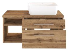 Waschtisch-Set >Davos II< in Alufarben aus Keramik - 90x14x42cm (BxHxT)