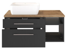 Waschtisch-Set >Davos III< in Alufarben aus Keramik - 90x14x42cm (BxHxT)