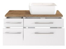 Waschtisch-Set >Davos IV< in Weiß aus Keramik - 90x14x42cm (BxHxT)