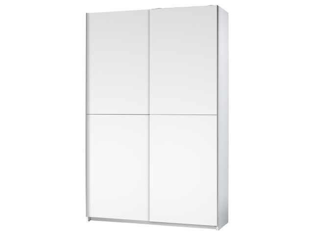 Schwebetürenschrank >Fred< in Weiß - 125x195.5x38cm (BxHxT)