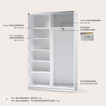 Schwebetürenschrank >Fred< in Weiß - 125x195.5x38cm (BxHxT)