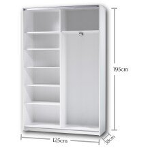 Schwebetürenschrank >Fred< in Weiß - 125x195.5x38cm (BxHxT)
