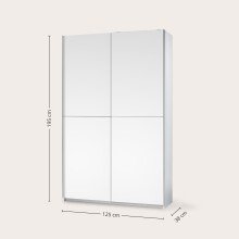 Schwebetürenschrank >Fred< in Weiß - 125x195.5x38cm (BxHxT)