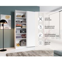 Schwebetürenschrank >Fred< in Weiß - 125x195.5x38cm (BxHxT)