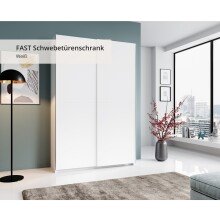 Schwebetürenschrank >Fred< in Weiß - 125x195.5x38cm (BxHxT)