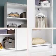 Schwebetürenschrank >Fred< in Weiß - 125x195.5x38cm (BxHxT)