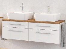 Waschtisch-Set >Davos I< in Weiß aus Keramik - 120x14x42cm (BxHxT)
