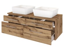 Waschtisch-Set >Davos I< in Alufarben aus Keramik - 120x14x42cm (BxHxT)