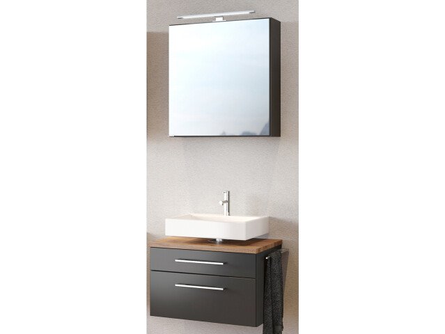 Waschtisch-Set >Davos II< in Alufarben aus MDF - 60x41x20cm (BxHxT)