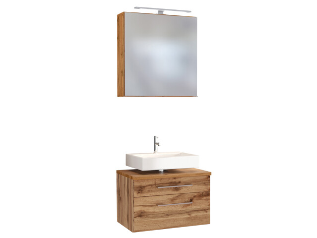 Waschtisch-Set >Davos II< in Alufarben aus MDF - 60x41x20cm (BxHxT)