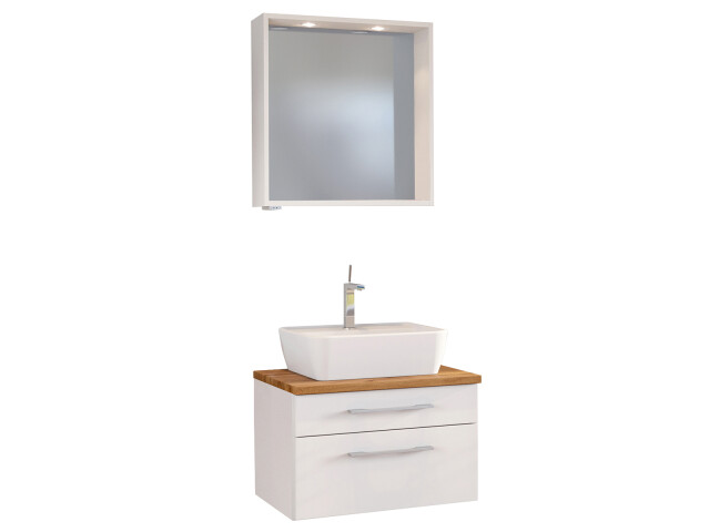 Waschtisch-Set >Davos I< in Weiß aus Keramik - 60x14x10,6cm (BxHxT)