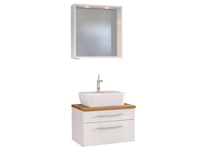 Waschtisch-Set >Davos I< in Weiß aus Keramik - 60x14x10,6cm (BxHxT)