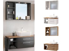 Waschtisch-Set >Davos III< in Alufarben aus MDF -...