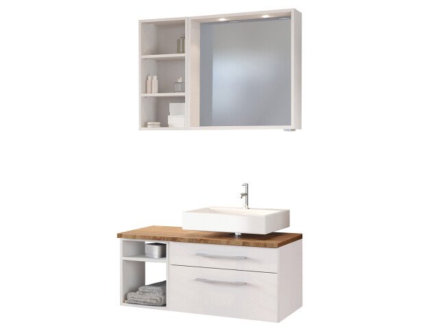 Waschtisch-Set >Davos III< in Weiß aus MDF - 90x41x18cm (BxHxT)