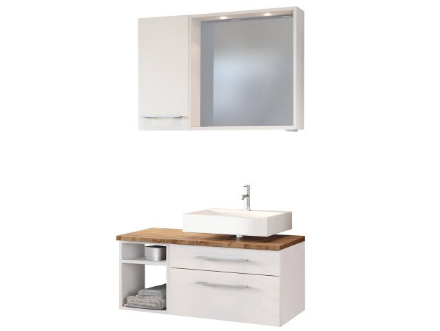 Waschtisch-Set >Davos V< in Weiß aus MDF - 90x41x18cm (BxHxT)
