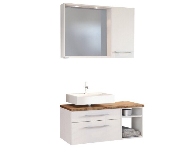 Waschtisch-Set >Davos VI< in Alufarben aus MDF - 90x41x18cm (BxHxT)