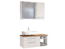 Waschtisch-Set >Davos VI< in Alufarben aus MDF - 90x41x18cm (BxHxT)