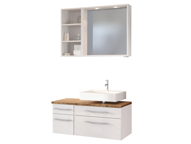Waschtisch-Set >Davos VII< in Weiß aus MDF - 90x41x18cm (BxHxT)