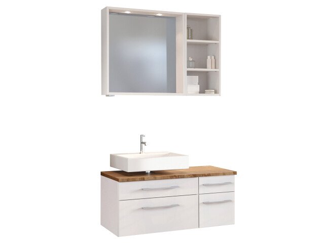 Waschtisch-Set >Davos VIII< in Alufarben aus MDF - 90x41x18cm (BxHxT)