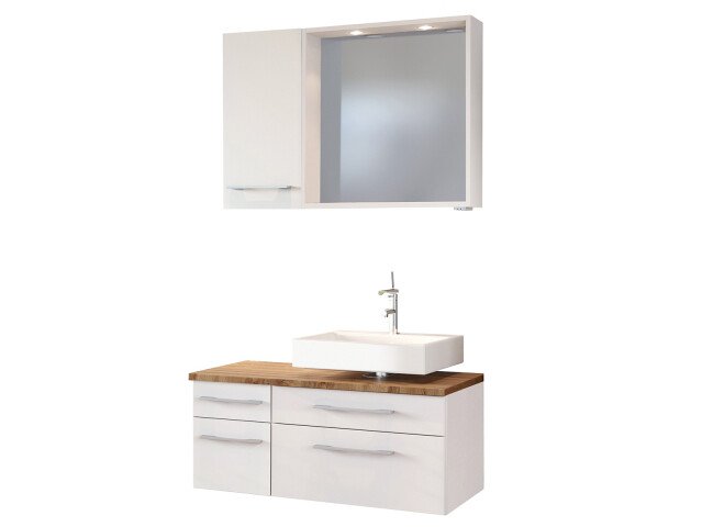 Waschtisch-Set >Davos IX< in Weiß aus MDF - 90x41x18cm (BxHxT)
