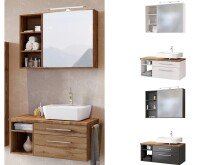 Waschtisch-Set >Davos XI< in Alufarben aus MDF -...