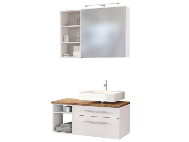 Waschtisch-Set >Davos XI< in Weiß aus MDF - 90x41x18cm (BxHxT)