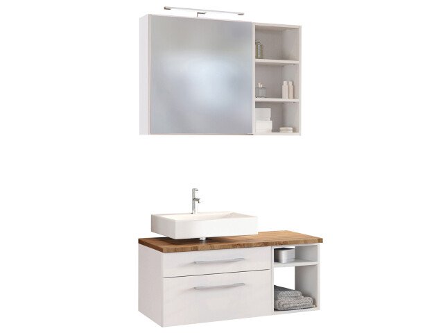 Waschtisch-Set >Davos XII< in Weiß aus MDF - 90x41x18cm (BxHxT)