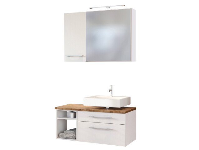 Waschtisch-Set >Davos XIII< in Weiß aus MDF - 90x41x20cm (BxHxT)