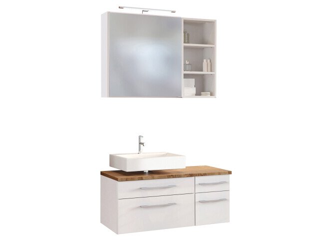 Waschtisch-Set >Davos XVI< in Weiß aus MDF - 90x41x18cm (BxHxT)