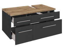 Waschtisch-Set >Davos XVII< in Alufarben aus MDF - 90x41x20cm (BxHxT)