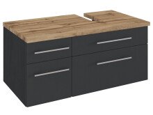 Waschtisch-Set >Davos XVII< in Alufarben aus MDF - 90x41x20cm (BxHxT)