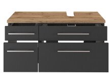 Waschtisch-Set >Davos XVII< in Alufarben aus MDF - 90x41x20cm (BxHxT)