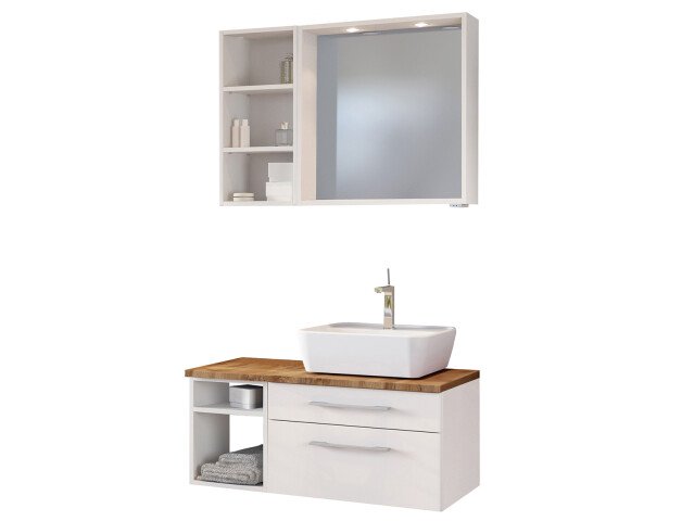 Waschtisch-Set >Davos III< in Weiß aus Keramik - 90x14x18cm (BxHxT)