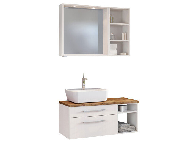 Waschtisch-Set >Davos IV< in Weiß aus Keramik - 90x14x18cm (BxHxT)