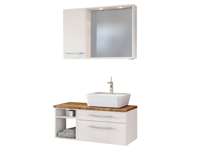 Waschtisch-Set >Davos V< in Weiß aus Keramik - 90x14x18cm (BxHxT)