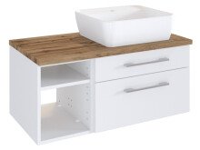 Waschtisch-Set >Davos V< in Weiß aus Keramik - 90x14x18cm (BxHxT)