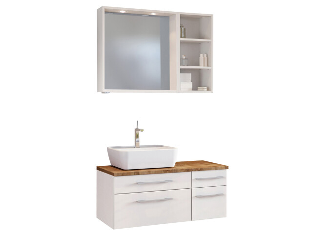 Waschtisch-Set >Davos VIII< in Weiß aus Keramik - 90x14x18cm (BxHxT)