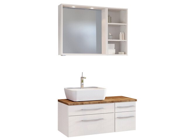 Waschtisch-Set >Davos VIII< in Weiß aus Keramik - 90x14x18cm (BxHxT)