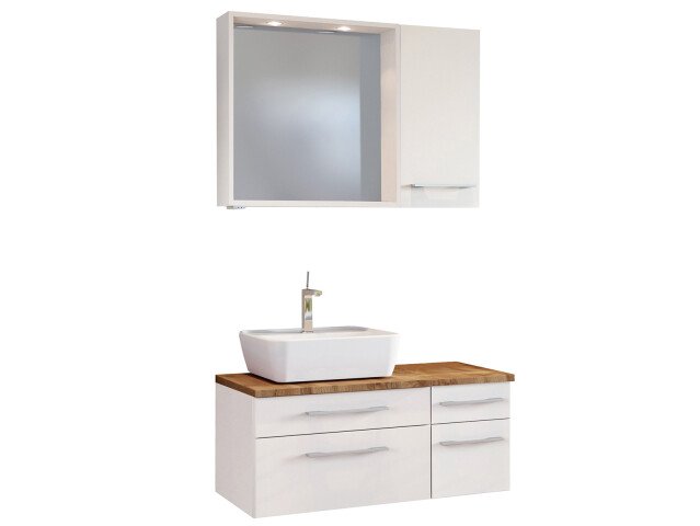 Waschtisch-Set >Davos X< in Weiß aus Keramik - 90x14x18cm (BxHxT)