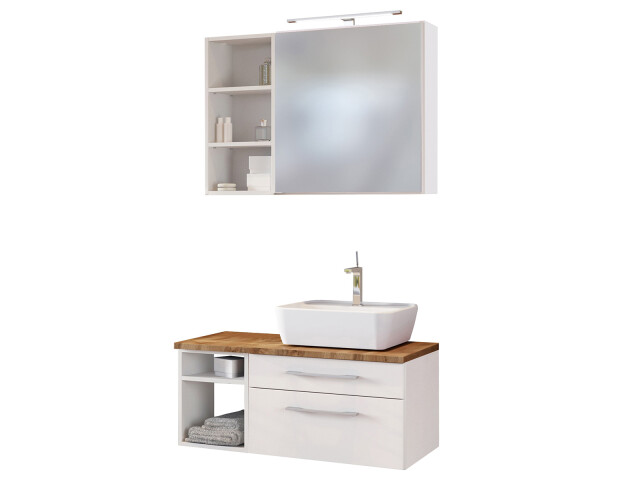 Waschtisch-Set >Davos XI< in Weiß aus Keramik - 90x14x18cm (BxHxT)