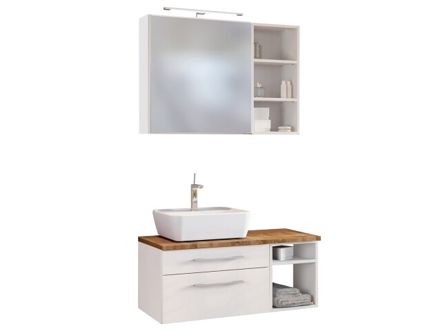 Waschtisch-Set >Davos XII< in Weiß aus Keramik - 90x14x18cm (BxHxT)