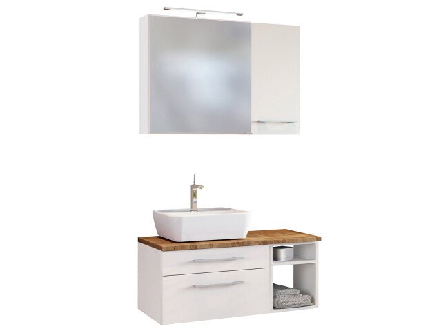 Waschtisch-Set >Davos XIV< in Weiß aus Keramik - 90x14x20cm (BxHxT)