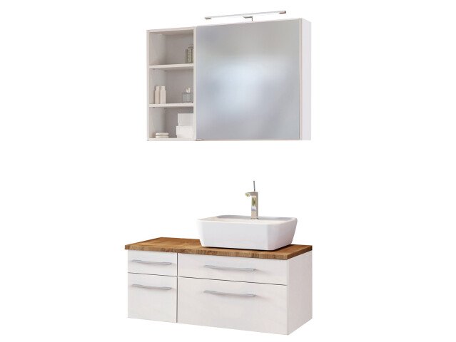 Waschtisch-Set >Davos XV< in Weiß aus Keramik - 90x14x18cm (BxHxT)